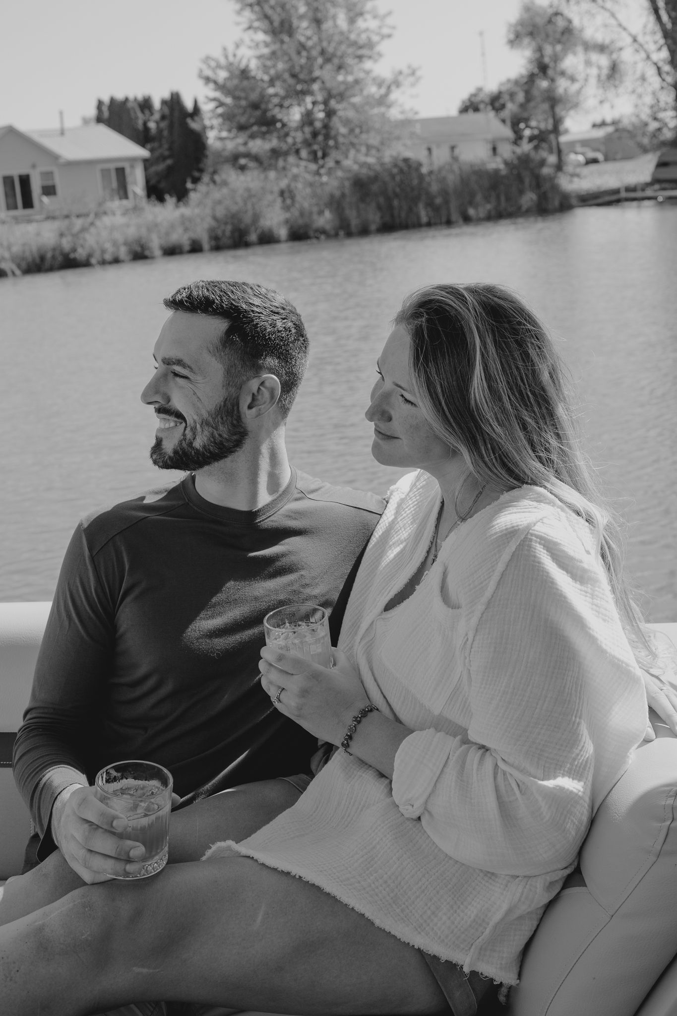 Couple on a boat in Muskegon MI