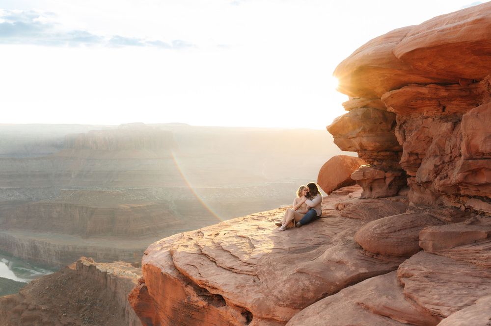 Scenic sunset view of red rock formations at Dead Horse Point State Park.