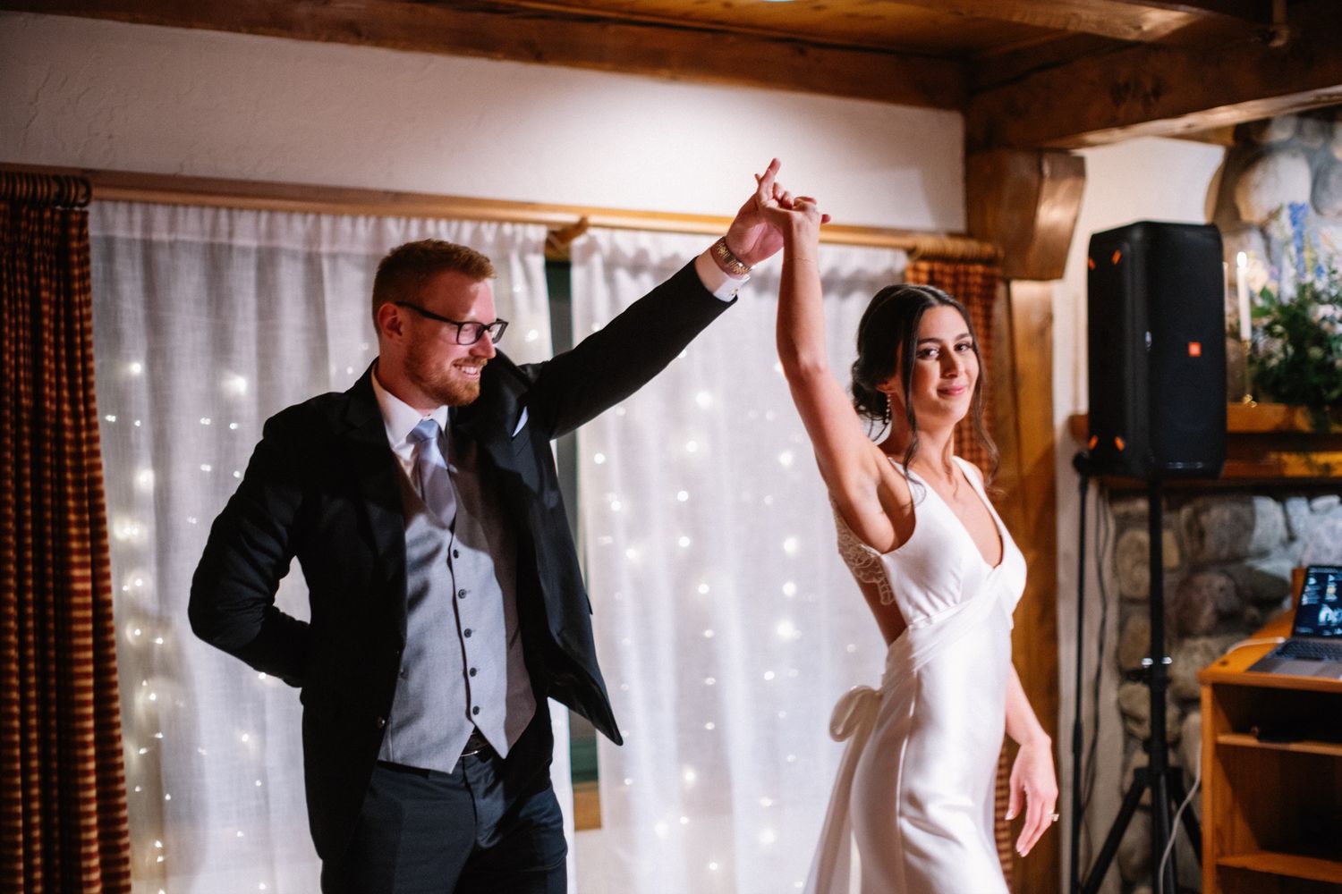 First dance twirl at The Post Hotel in Lake Louise