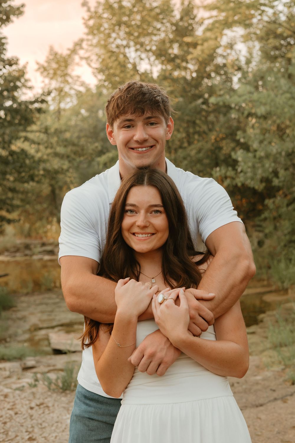 dreamy white sunset couple photos