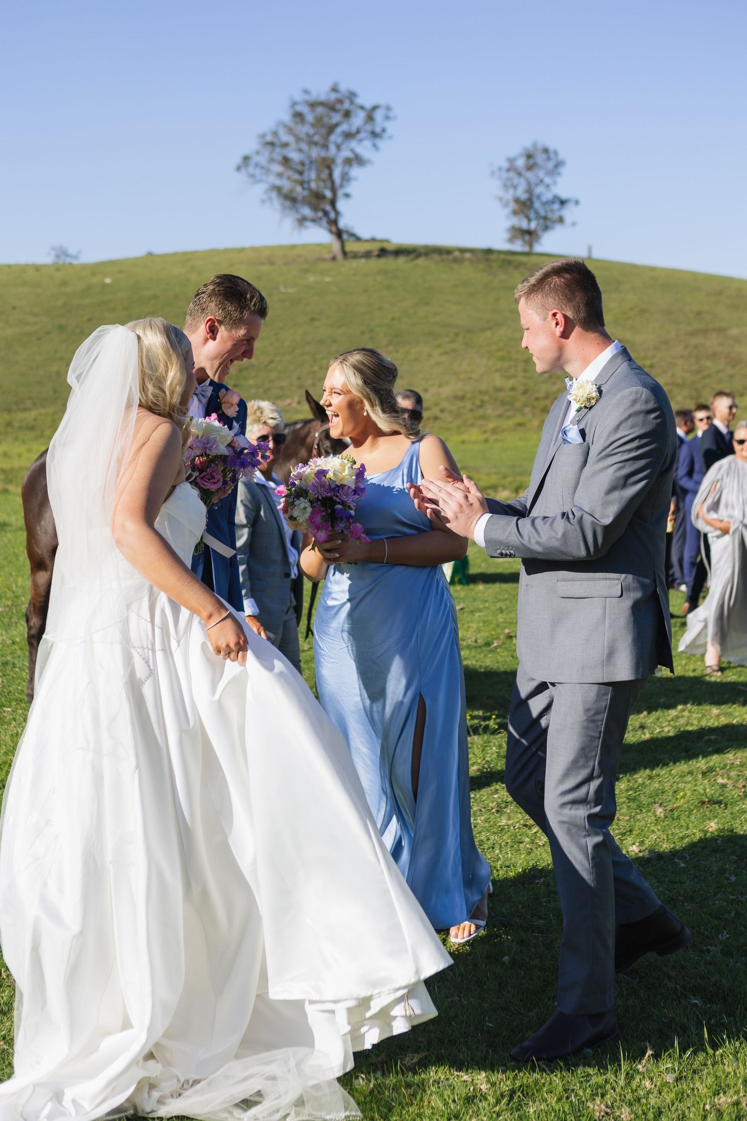 Jess and Lachie’s wedding ceremony overlooking the dam at Dungog Weddings