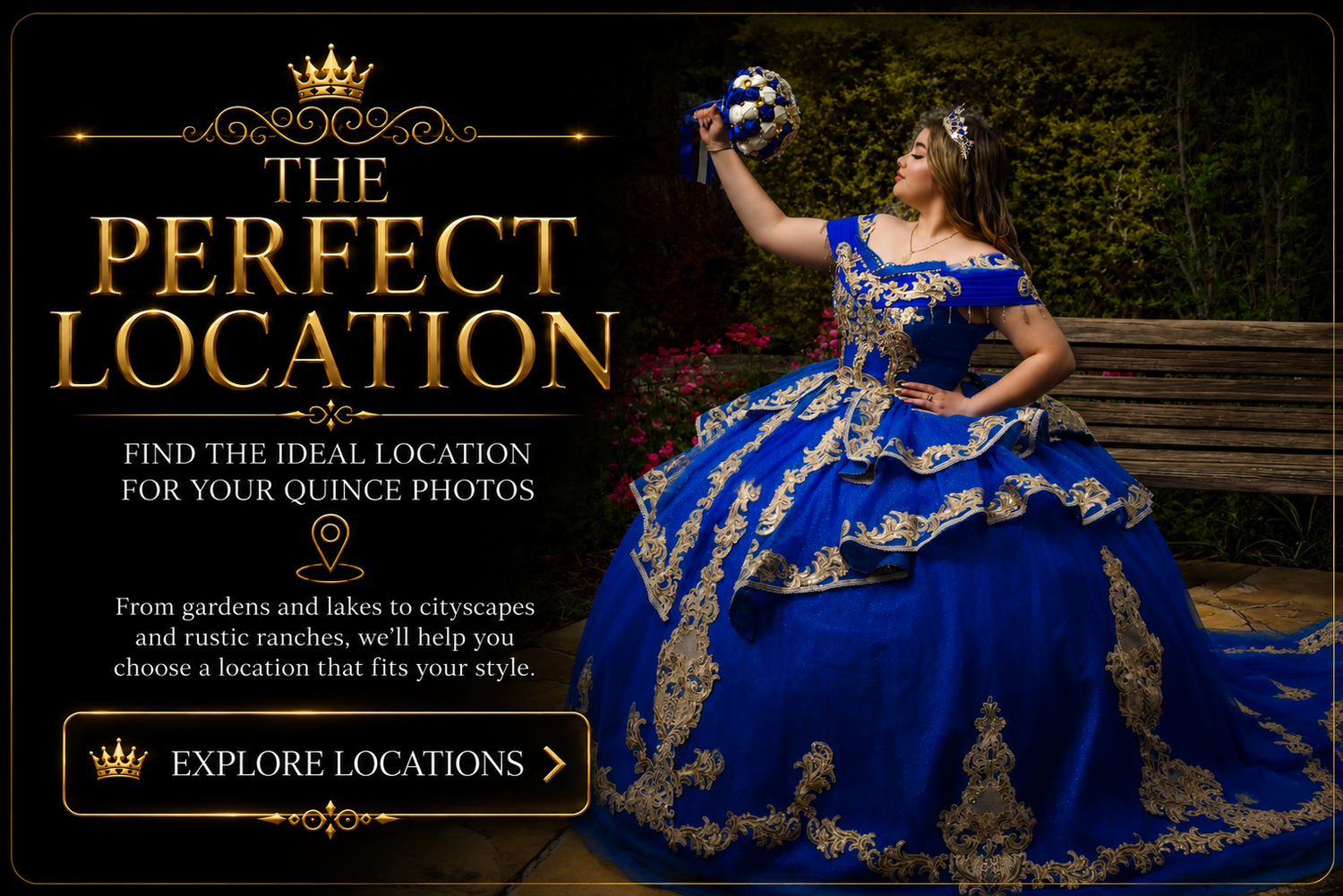 Dallas Fort Worth Quince Photoshoot Locations featuring gardens lakes ranches cityscapes and beautiful settings for Quince Portrait Sessions