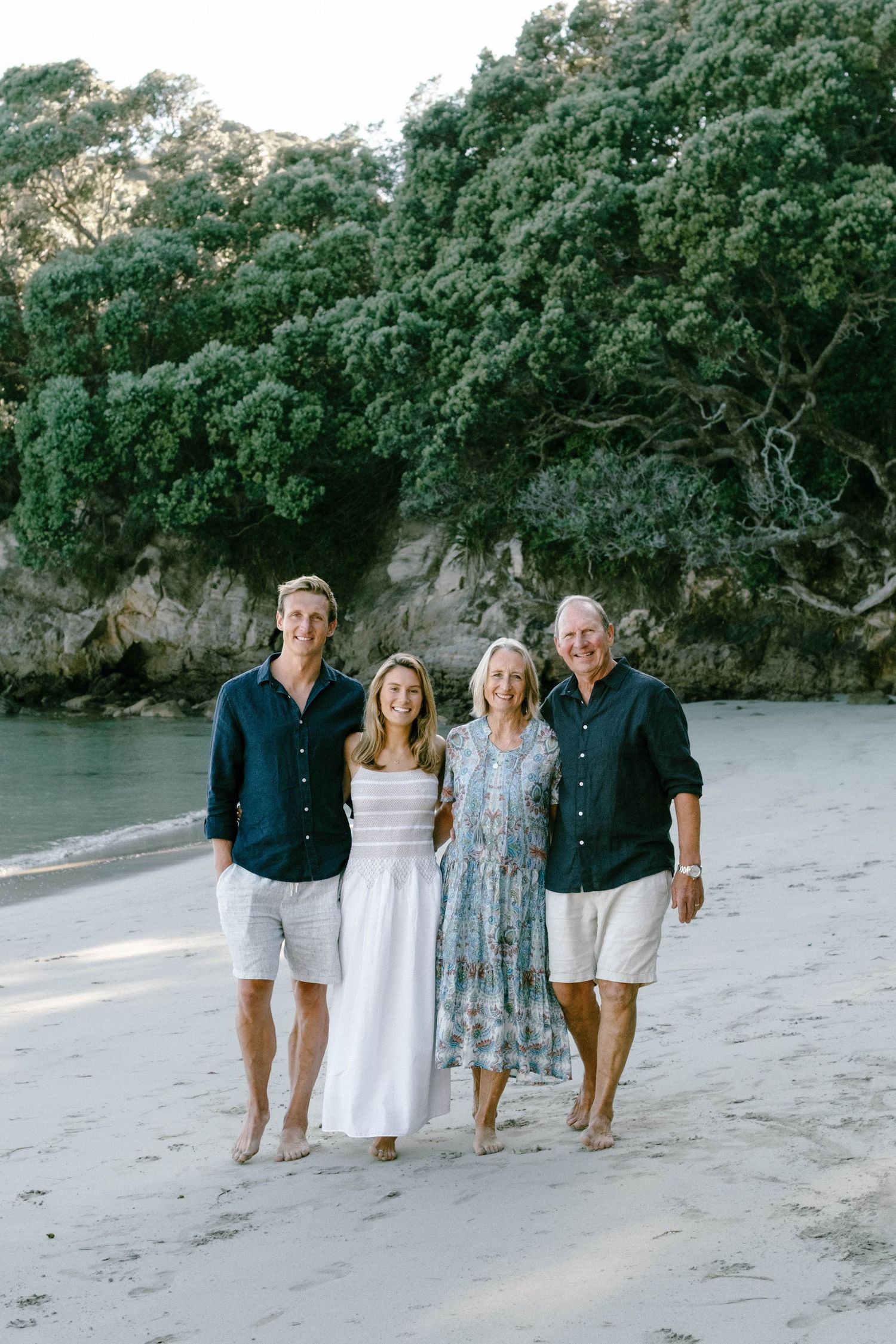 Hahei extended family photo golden hour relaxed natural