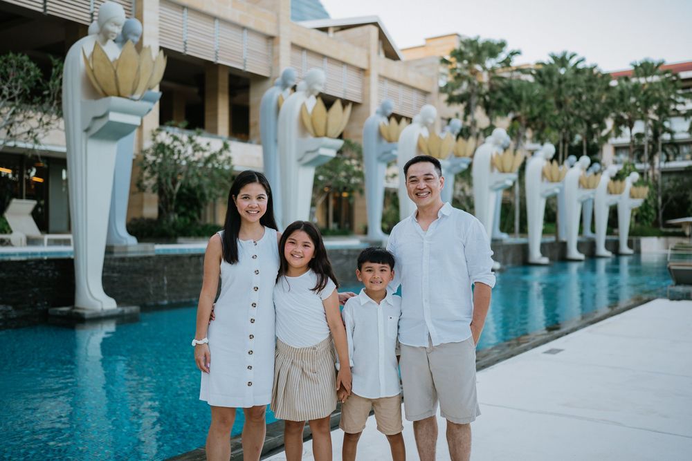Happy family portrait at The Mulia Bali Nusa Dua