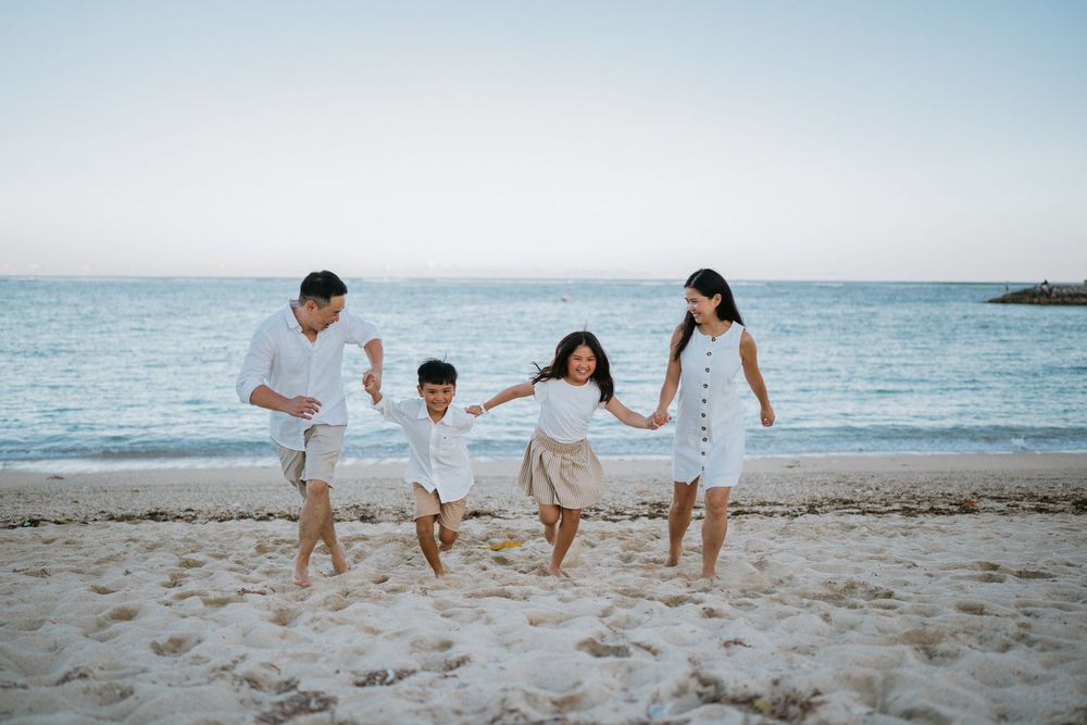 Happy family portrait at The Mulia Bali Nusa Dua