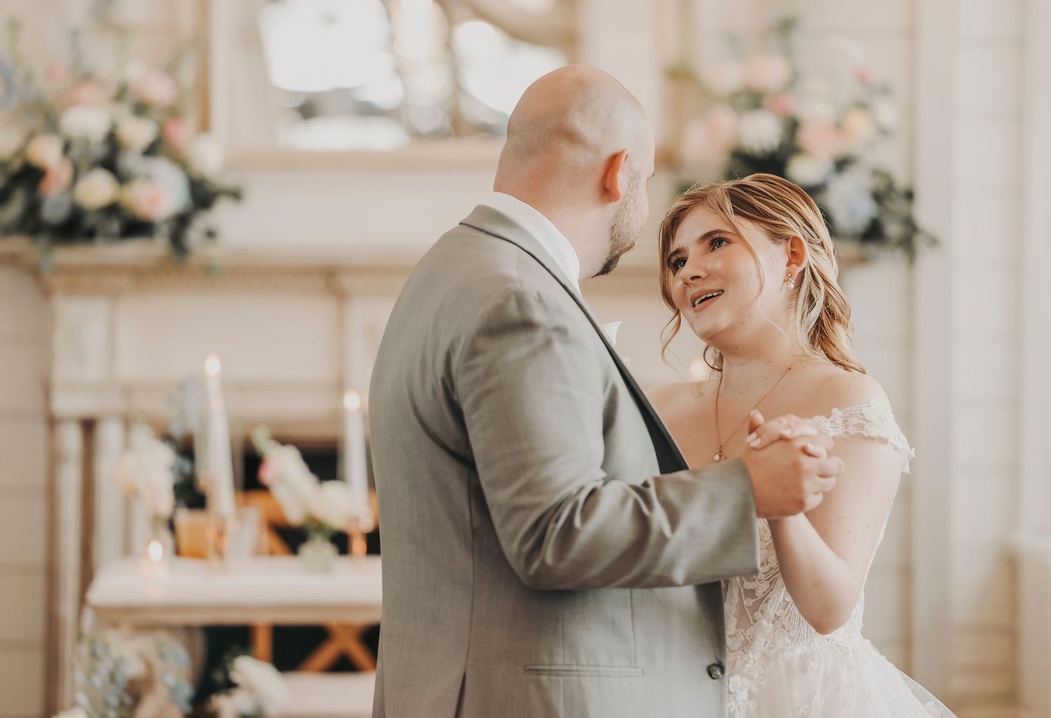 Romantic first dance photography at The French Farmhouse in Collinsville Texas