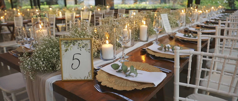 Reception table setting prepared for an elegant South African wedding.