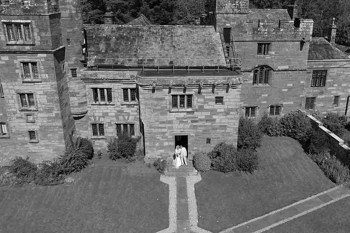Drone photography at Dalston Hall wedding venue located in the North of Cumbria