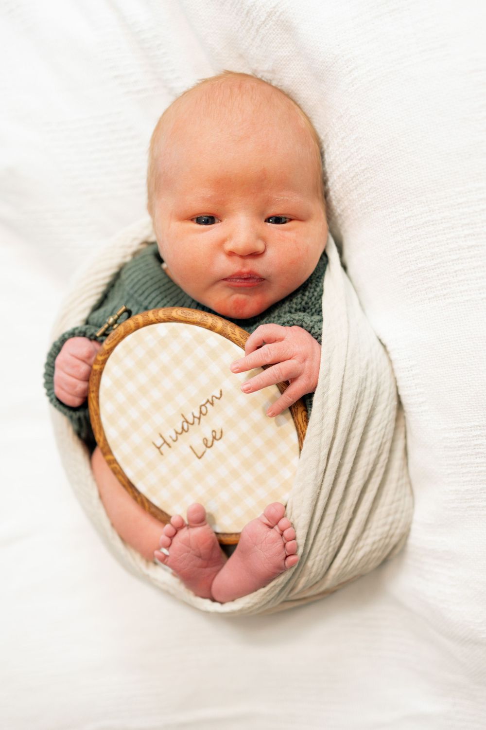 Newborn baby named Hudson Lee swaddled during a Fresh 48 session at Parkwest Medical Center in Knoxville, TN.