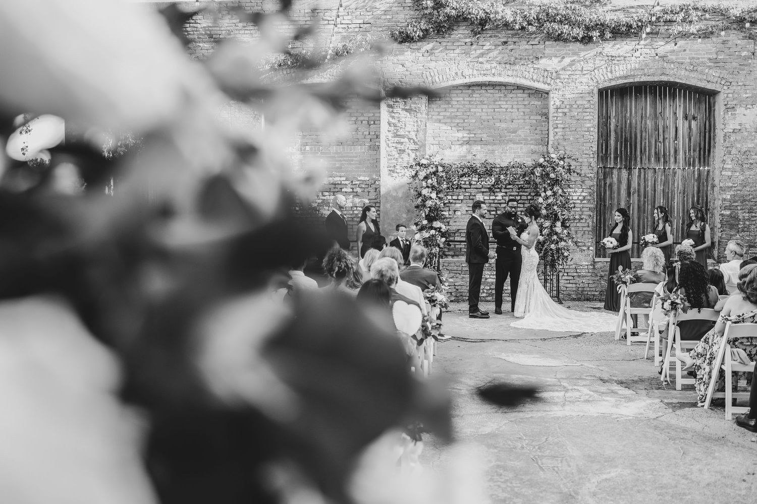 Megan and Joel exchanging wedding rings in McKinney, Texas