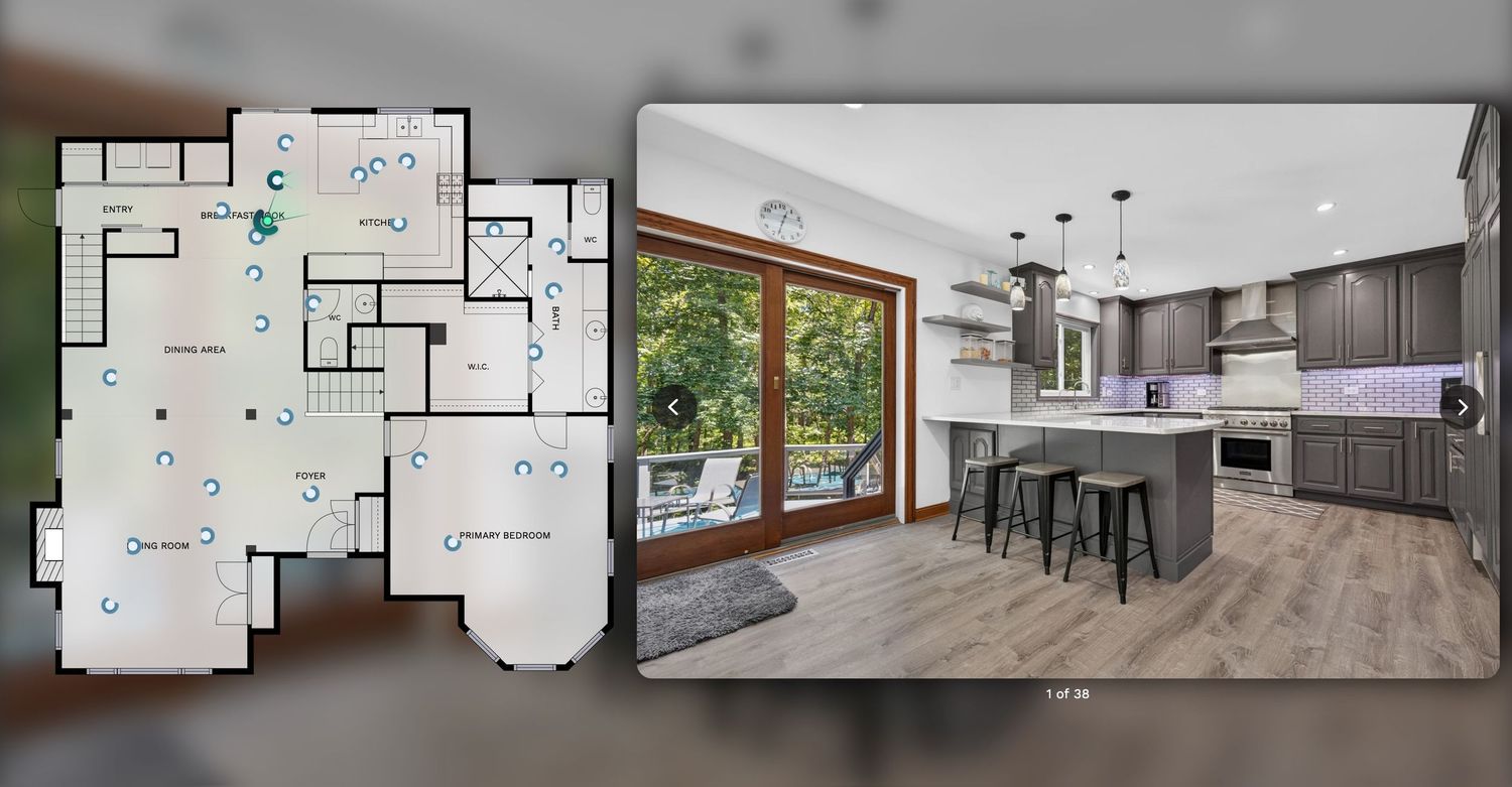 Floor plan and kitchen interior collage for a Wisconsin real estate listing