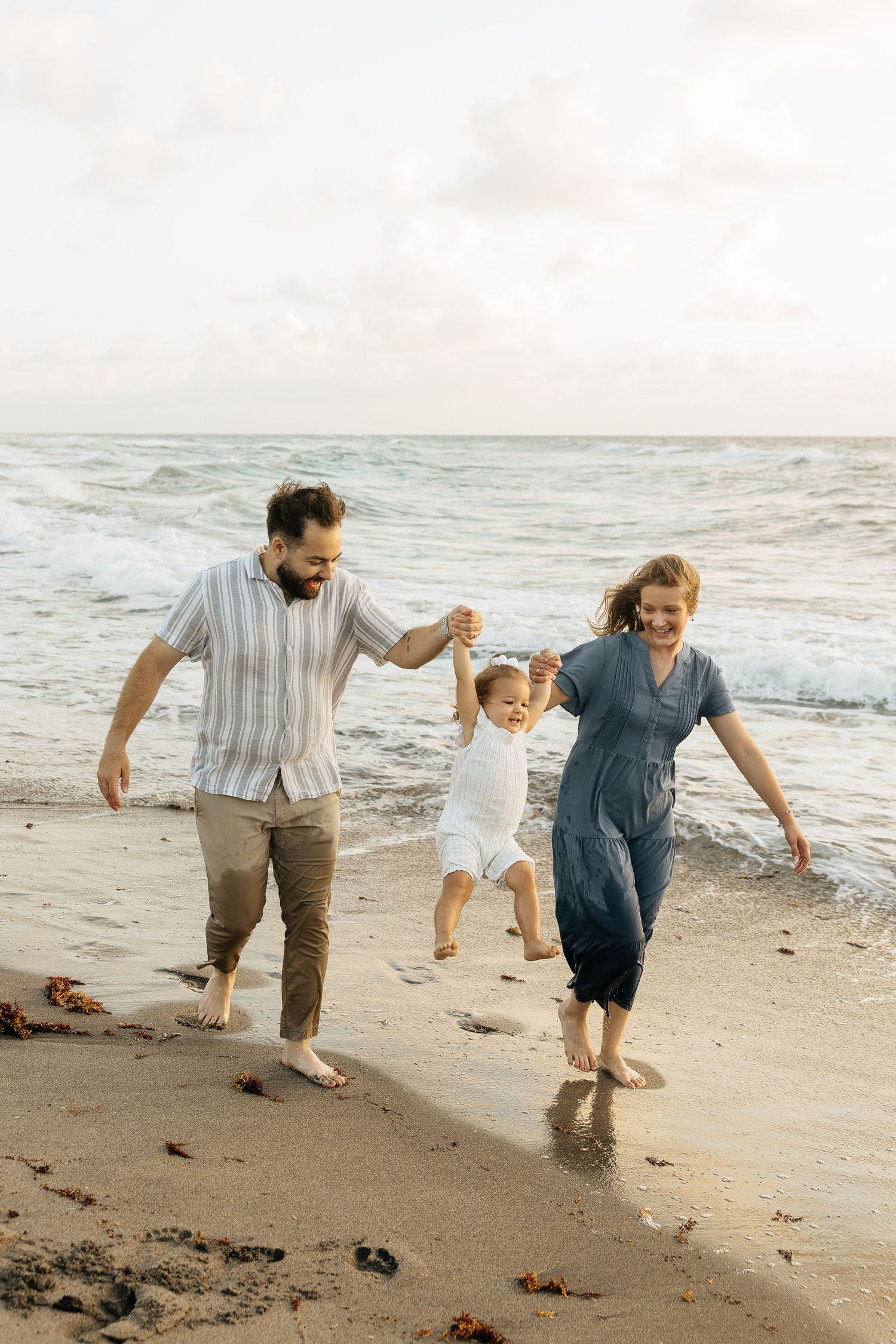 Family milestone session at the beach at sunrise. Jacksonville Family Photographer, Jacksonville Beach Family Photos - Lindsay McDow Photo