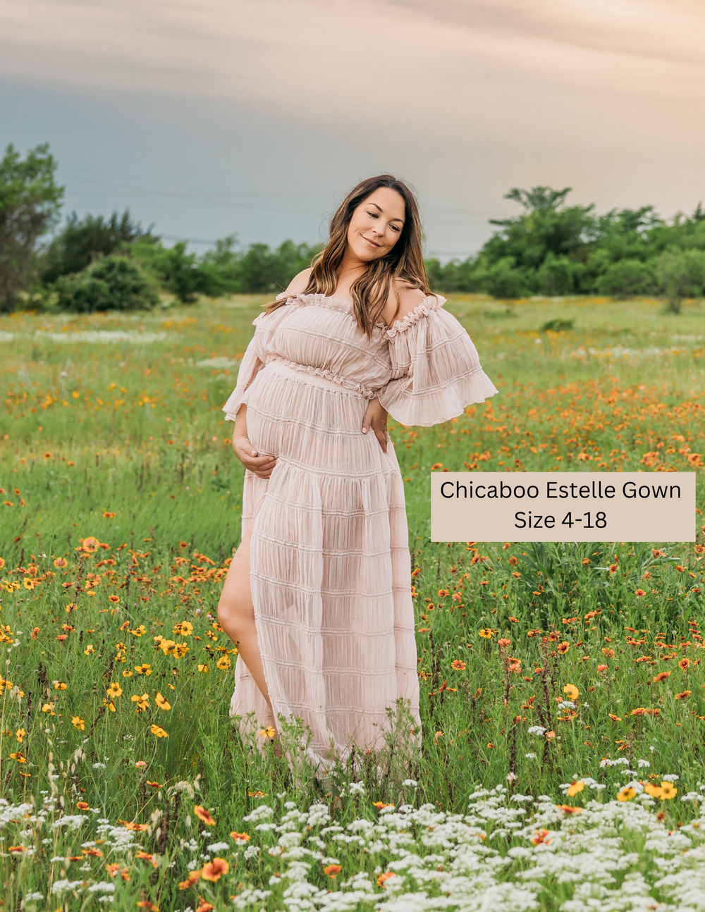 Chicaboo Estelle gown maternity mockingbird nature park midlothian Texas
