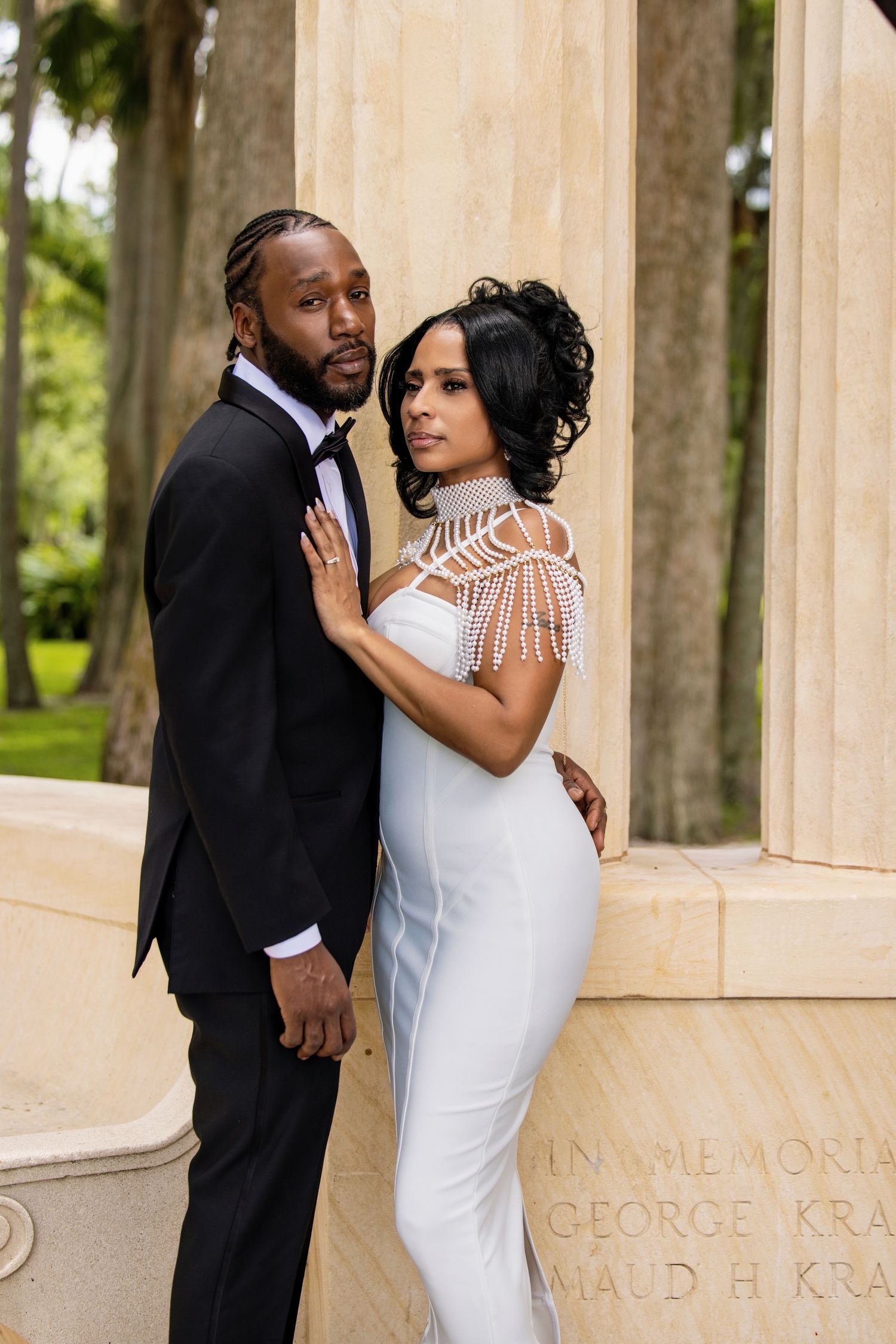 Bride and groom exchanging vows at luxury outdoor wedding in Orlando