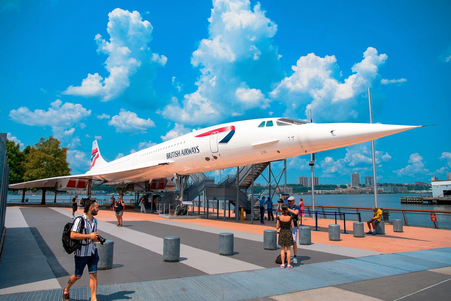 British Airways Concorde supersonic passenger aircraft on outdoor museum display.