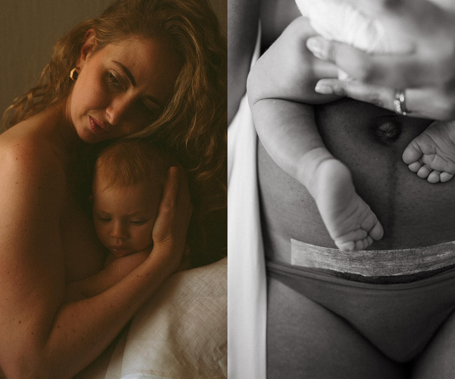 Artistic black and white maternity photography series capturing intimate moments.