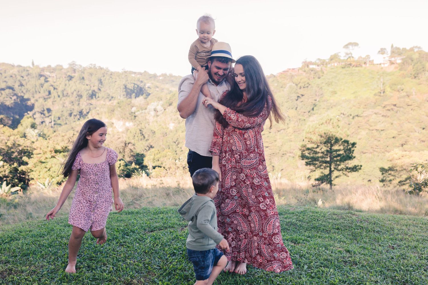 Family playing in garden