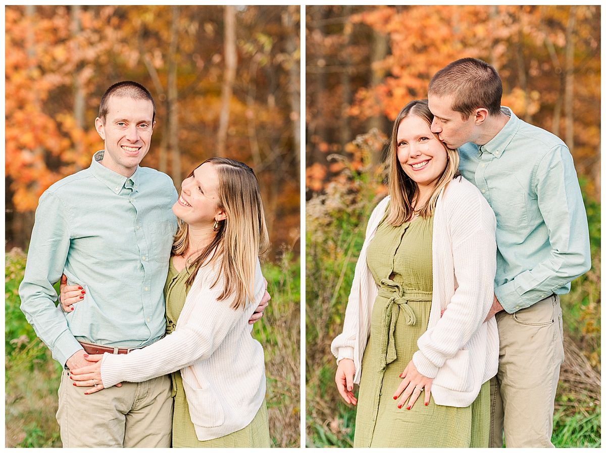Golden Hour Fall Couples Portrait at Starkey Park in Zionsville Indiana by Indianapolis Photographer Jayme Riggleman