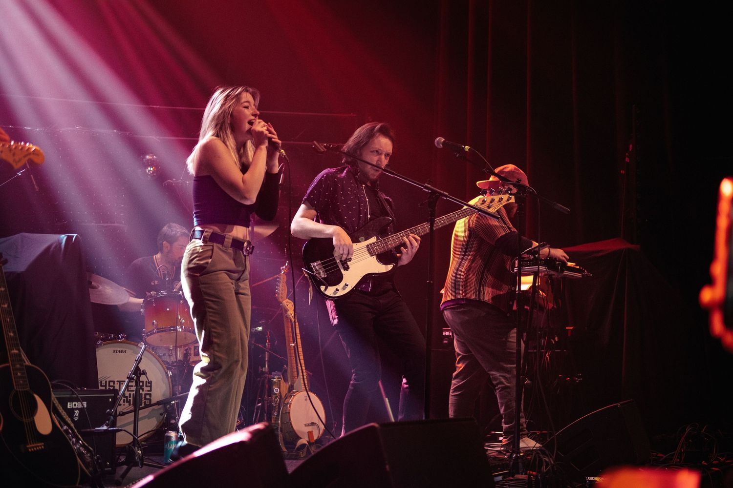 Full band mid-performance in packed venue - cinematic concert photography for Lakeland & Tampa musicians
