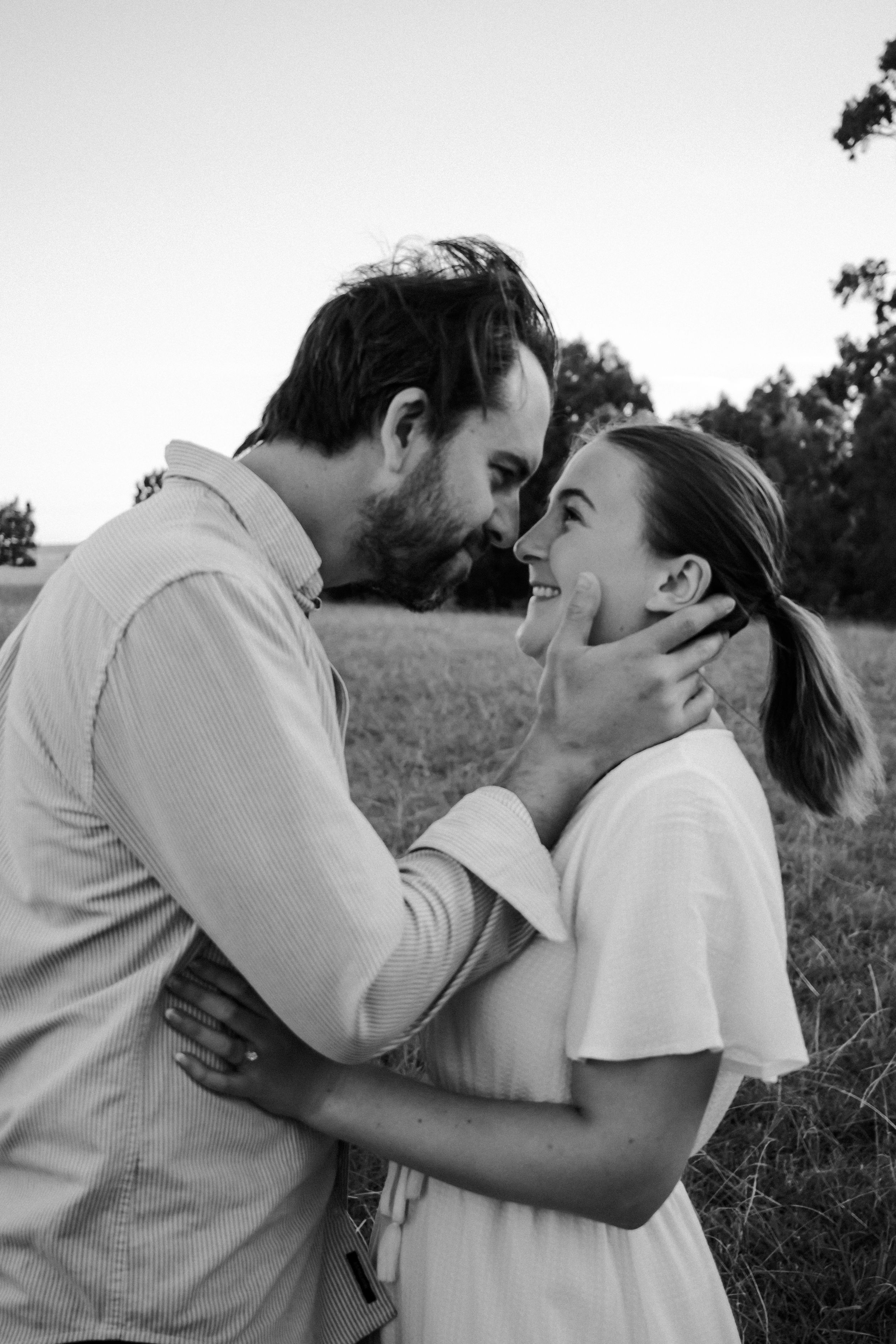 A couple looking at each other.