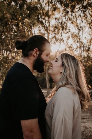A couple looking at each other.