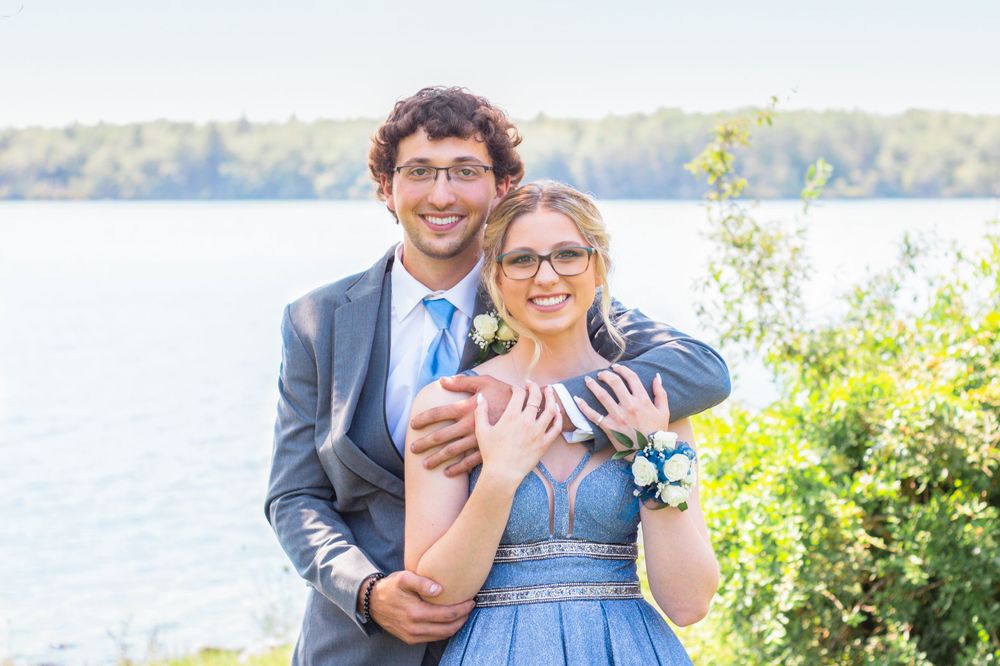 Portrait of a happy prom couple in Yarmouth, Nova Scotia, by Daneesha Williams Photography