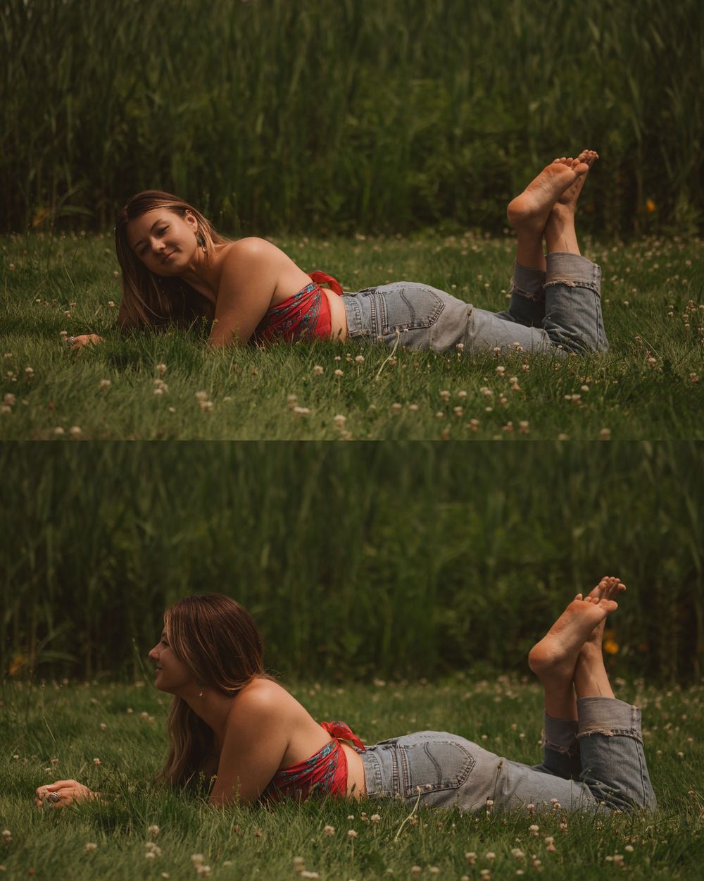 A person relaxes peacefully in the grass on a warm sunny day while enjoying nature's tranquility.