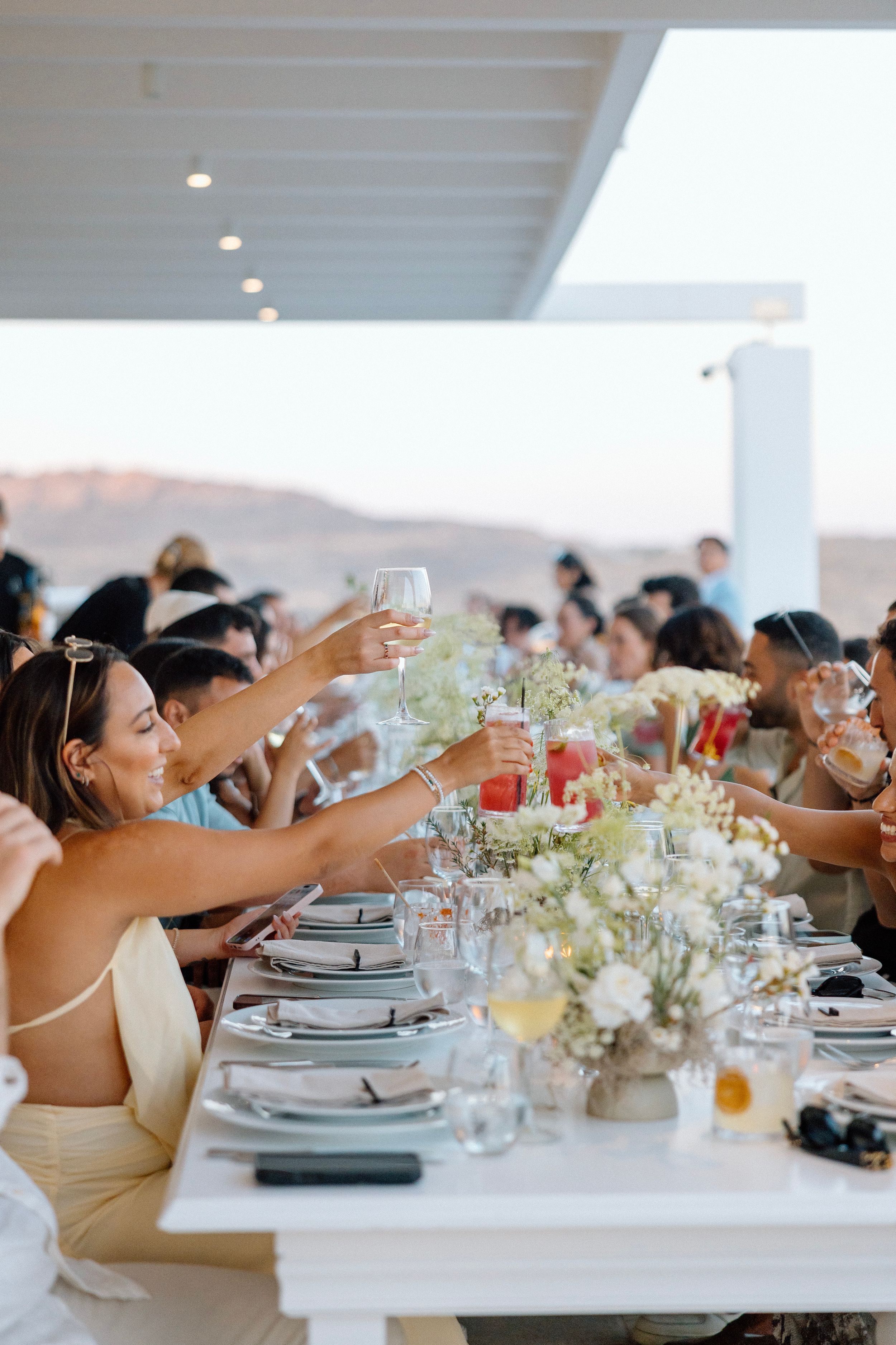 editorial documentary-style vintage international destination wedding couple Greece reception speeches