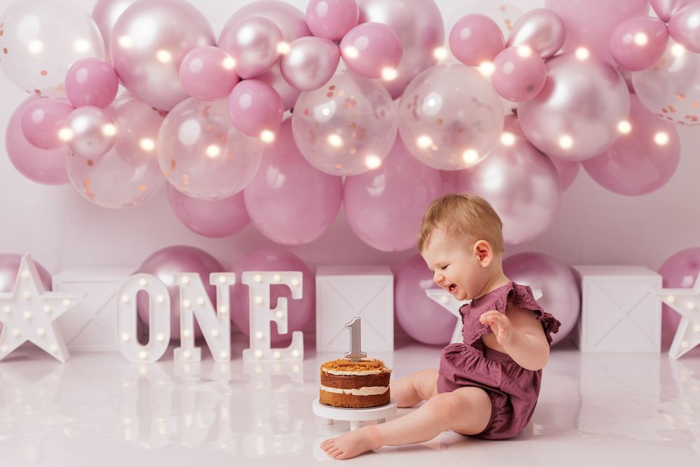 Lavender and white themed Cake Smash photos in Wellington and Porirua