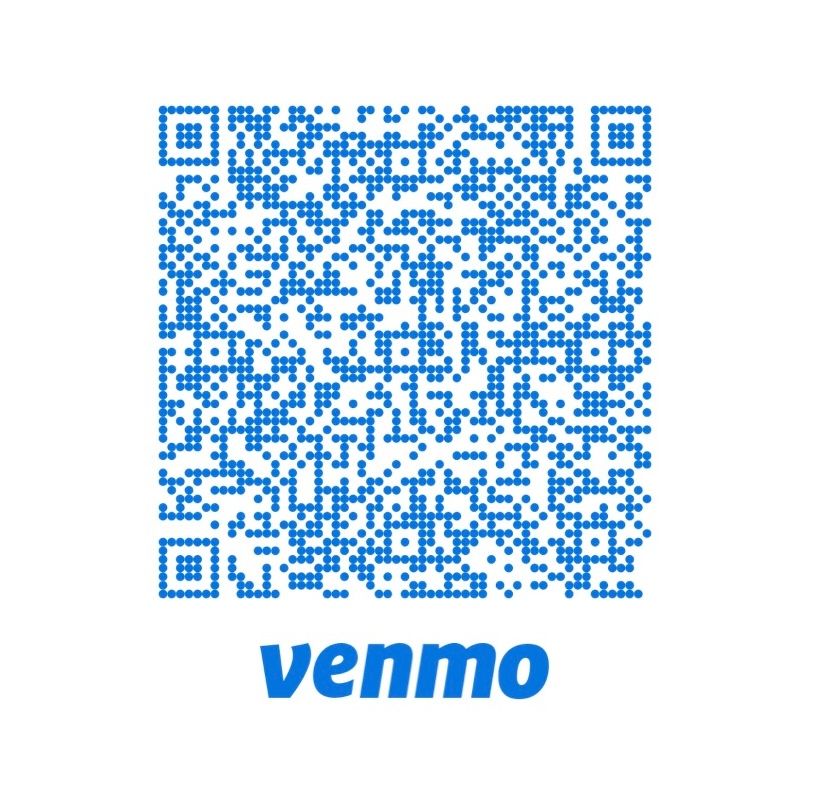 Collection of blue QR codes arranged in a row with Venmo branding.