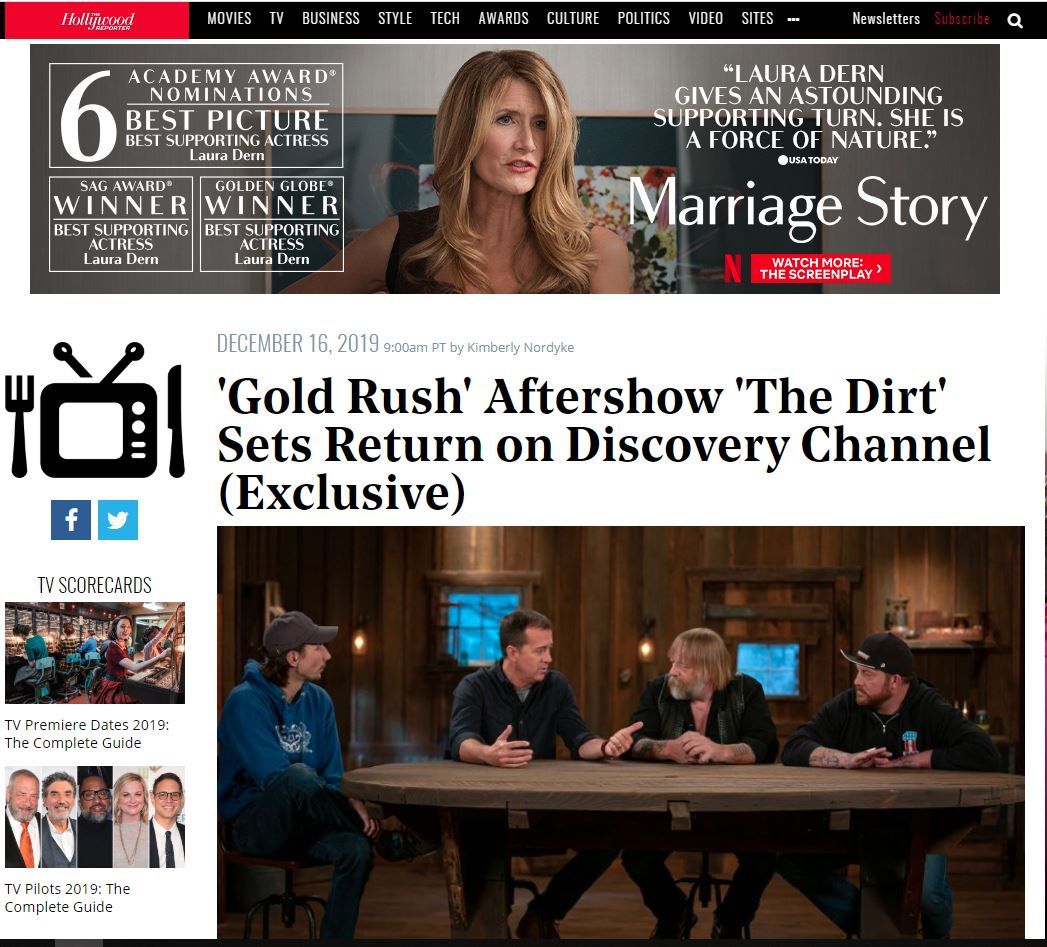 News website showing entertainment headlines about television shows.