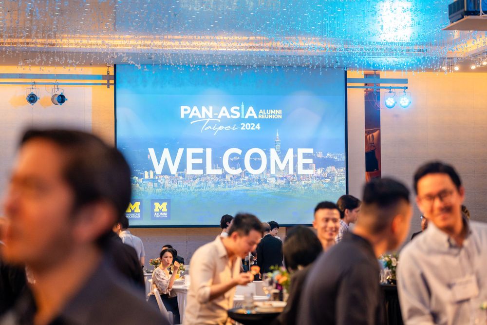 welcome sign at an alumni conference at Le Méridien Taipei