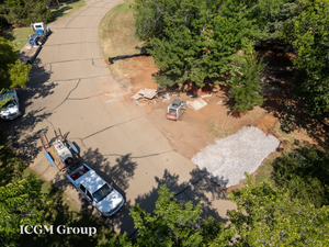 Overhead drone shot of construction site