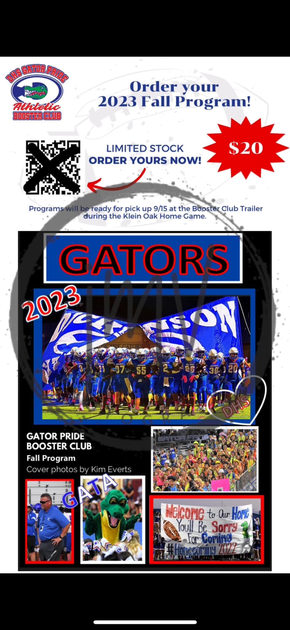 Collection of Gators sports team photos and promotional materials for 2023 Fall Program.