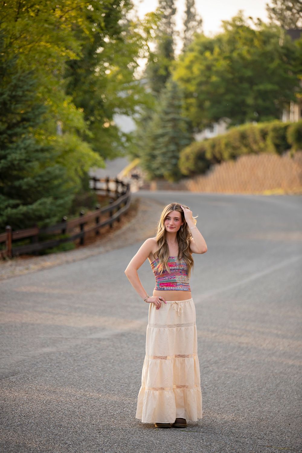 Natural light senior portrait by Hannah Sons Photography at Hayden Lake Idaho.