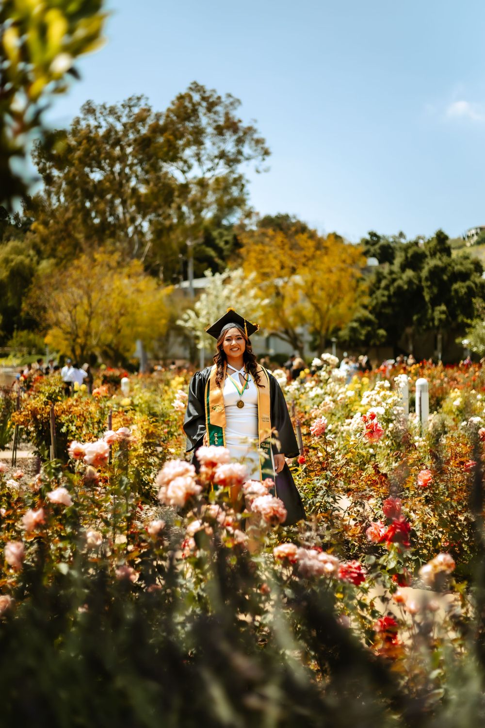 Cal Poly Pomona graduation photography in the rose garden