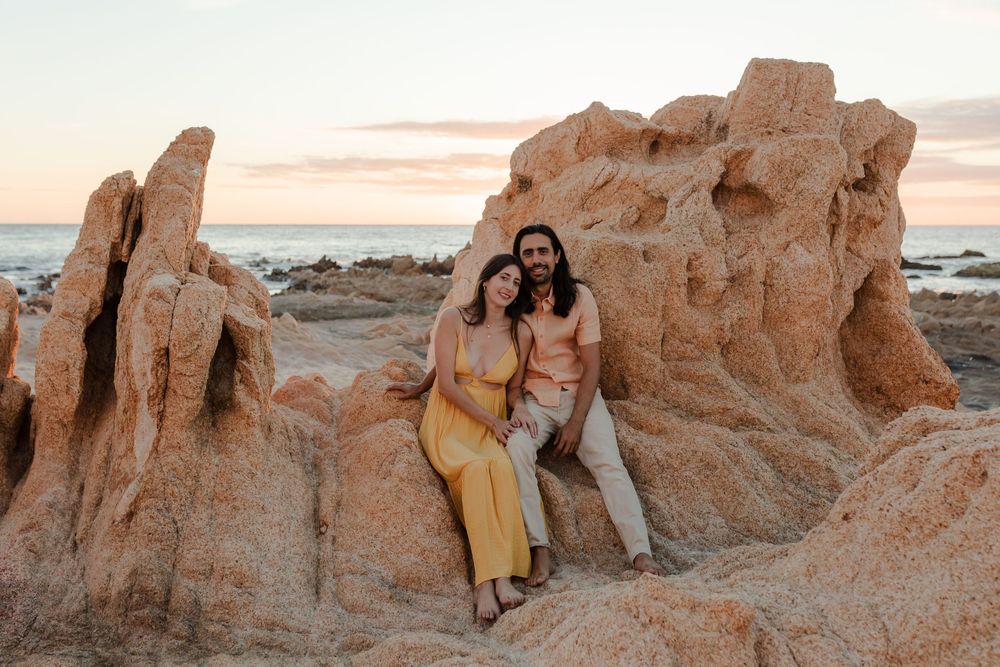 Emotional hug during wedding celebration in Cabo