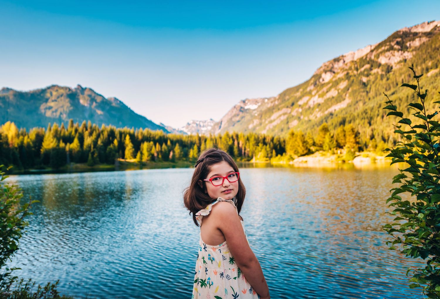 Amy's daughter at Gold Creek Pond in beautiful Snoqualmie Pass Summit, Washington.