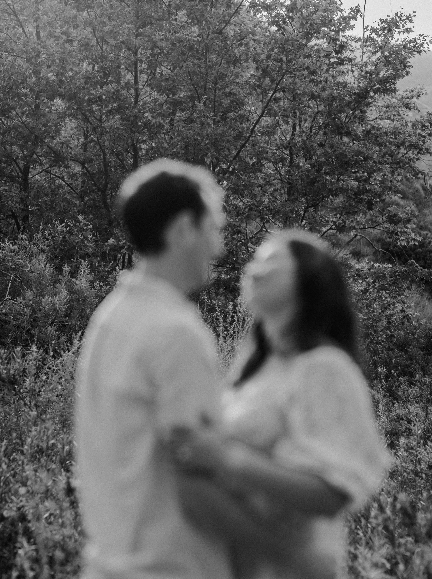 E. Noelle Photography couple engagement in the Los Angeles Malibu hills, people are blurry background is in focus