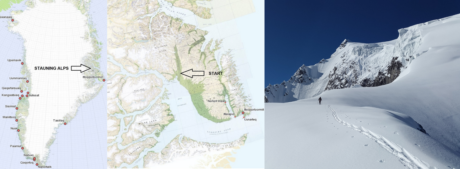 The Adventure Photographers & Zero Impact Adventure Greenland ski expedition map and route