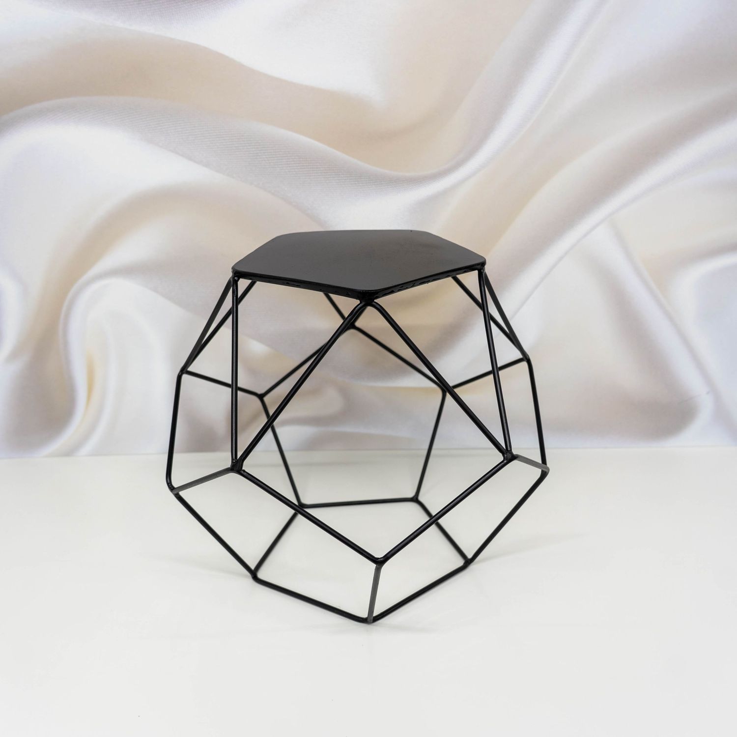 Black geometric cake stand hire