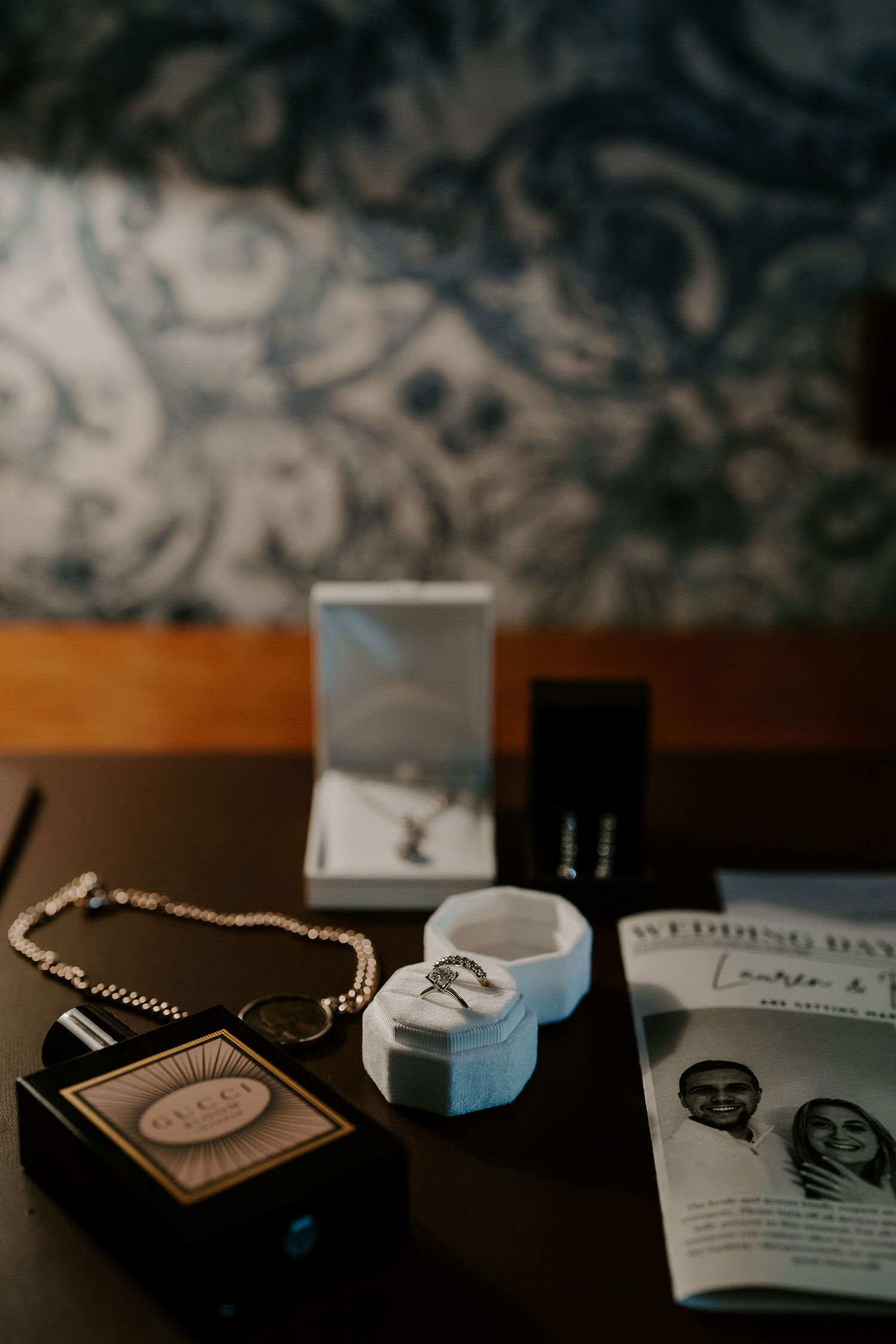 wedding stationary, wedding rings and jewellery at the Randolph hotel in Oxford