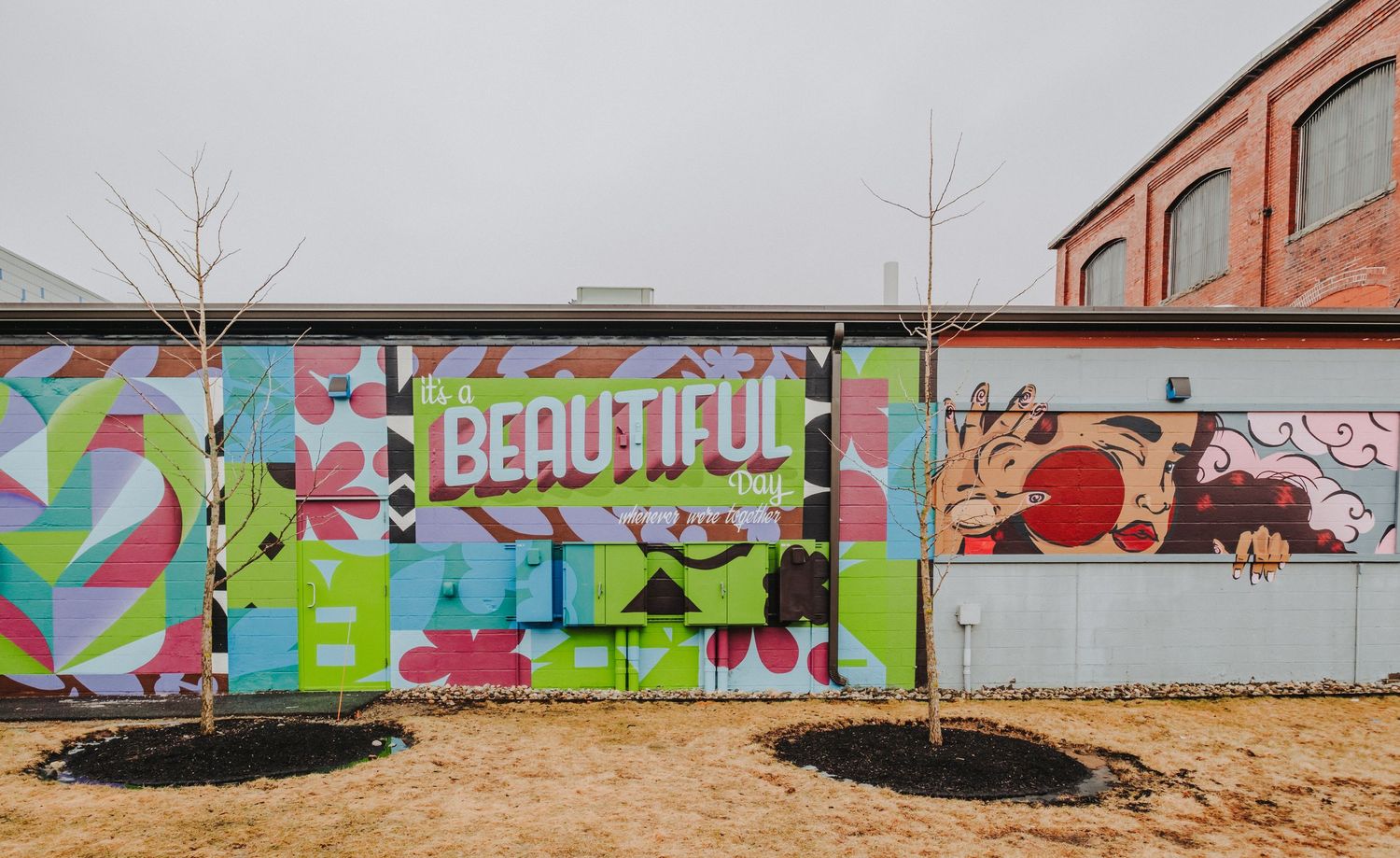 The murals at Thompson's Point provide a beautiful backdrop for photos!