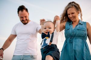 family fun on beach