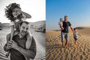 laughing children dubai desert