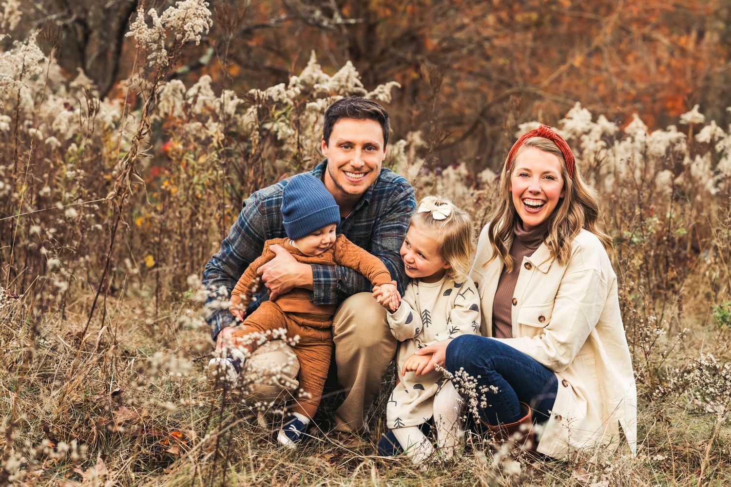 Young family of four Fall photography session