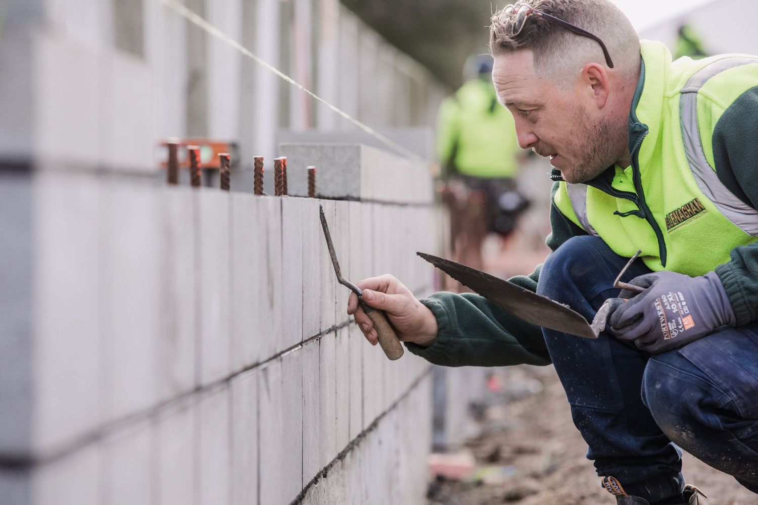 commercial branding photograph of a bricklayer in Canterbury, NZ