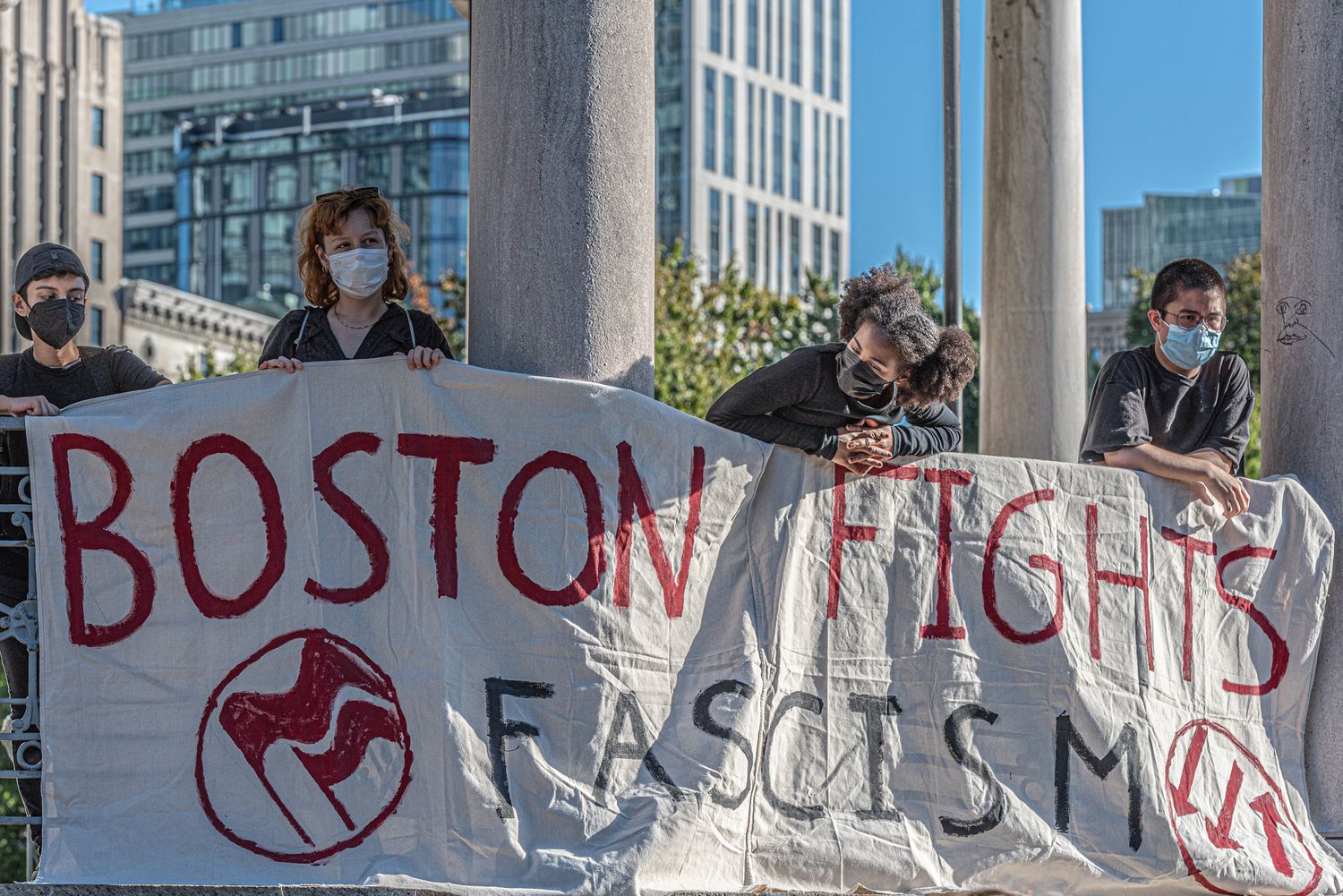 Boston antifascists protest against Men's March anti abortion rally