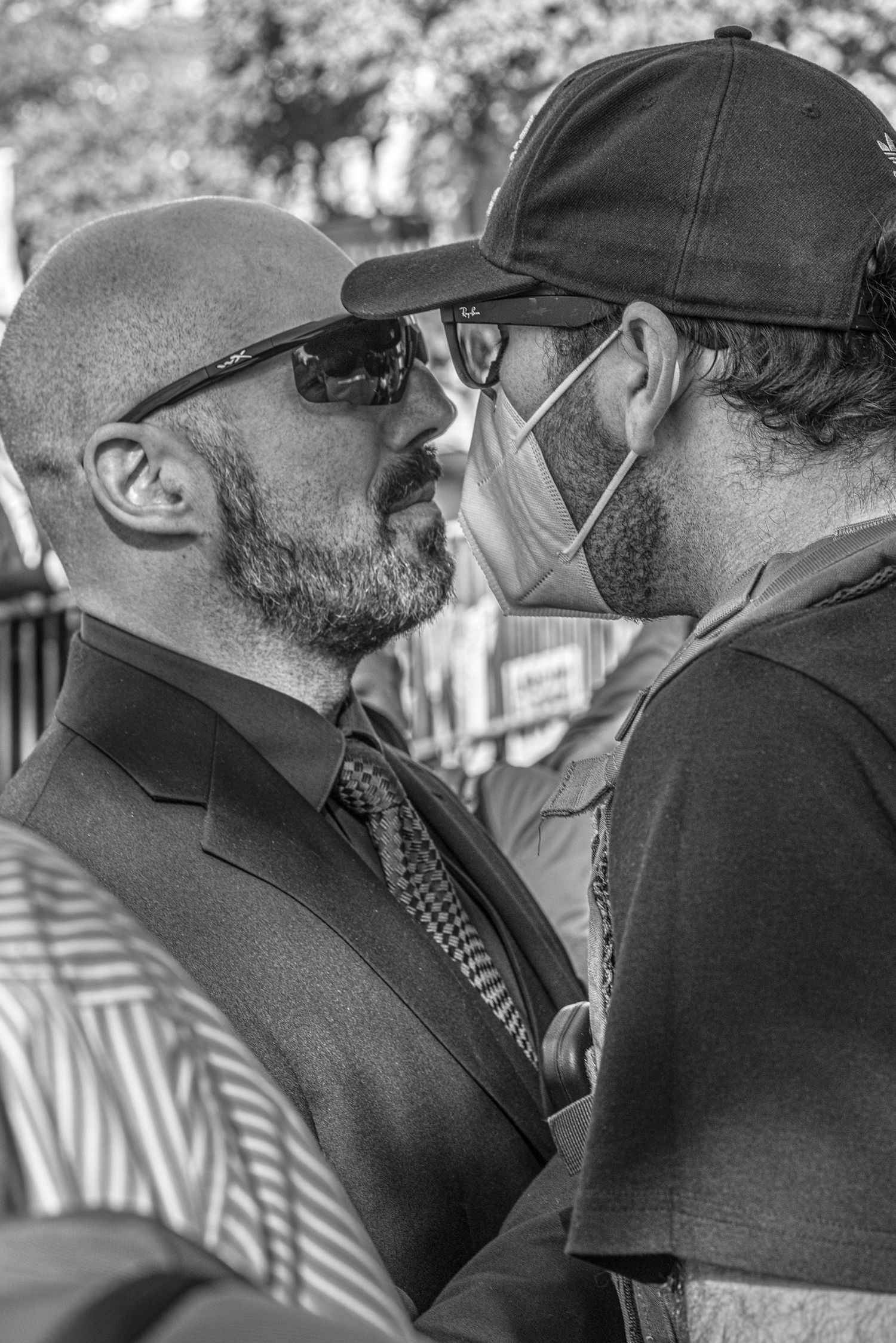 Samson Racioppi & protester square off exchange heated debate over abortion rights