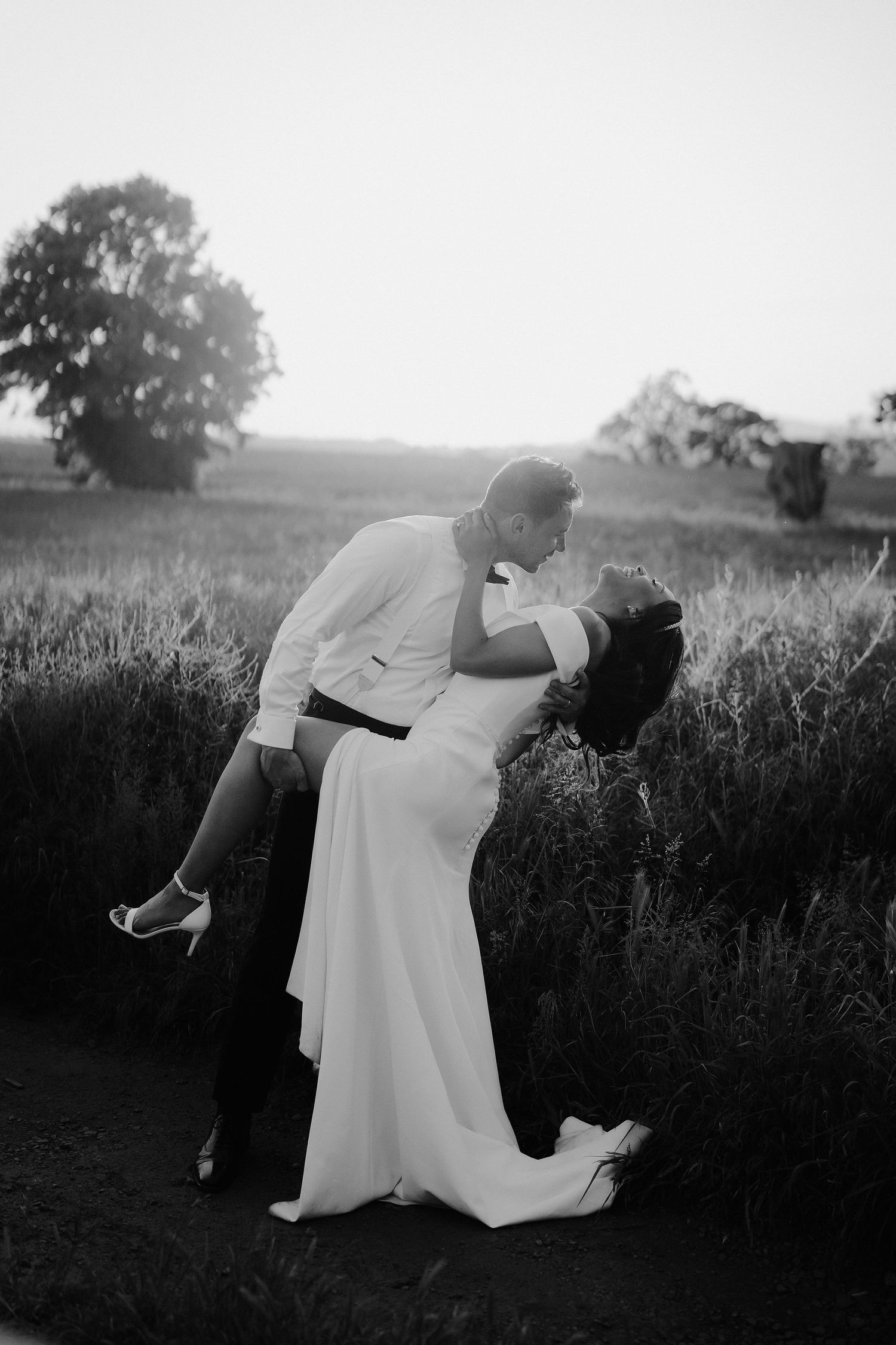 bride-and-groom-sunset-golden-hour-stockton-house-wedding-shropshire